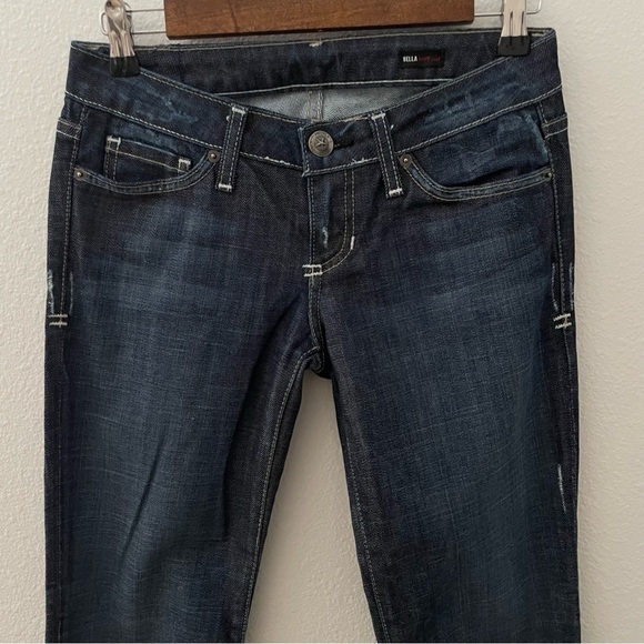 People's Liberation Anthropologie Bella Boot Cut Jeans Dark Wash Distressed - Picture 3 of 8